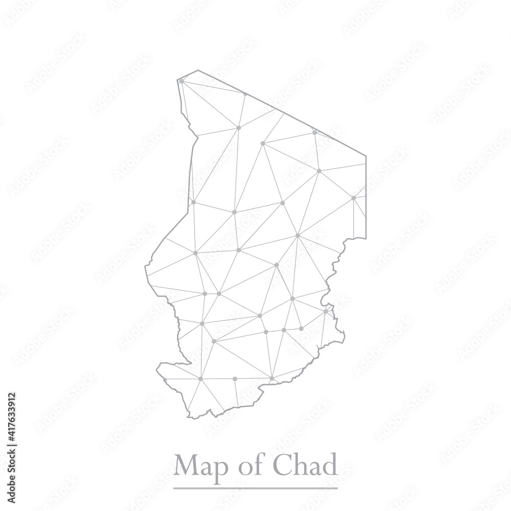 Vector map of Chad with trendy triangles design polygonal abstract. Vector illustration eps 10. Vector map of Chad with trendy triangles design polygonal abstract. Vector illustration eps 10.