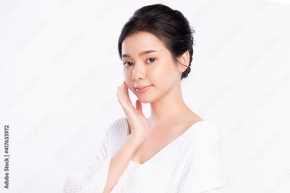Beautiful young asian woman with clean fresh skin on white background, Face care, Facial treatment, Cosmetology, beauty and spa, Asian women portrait Beautiful young asian woman with clean fresh skin on white background, Face care, Facial treatment, Cosmetology, beauty and spa, Asian women portrait