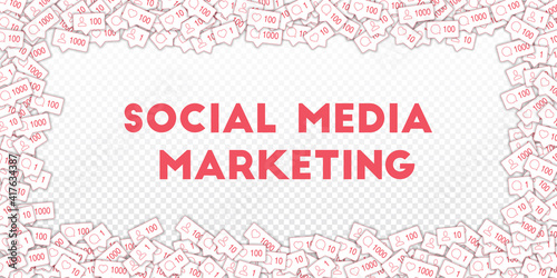 Social media icons. Social media marketing concept. Falling counter comment friend notification. Wid