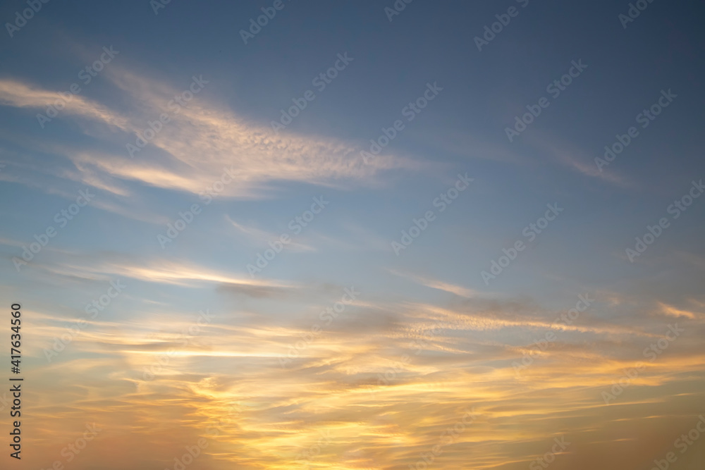 Orange clouds with sunset on the sky, Can use for add text and abstract background.