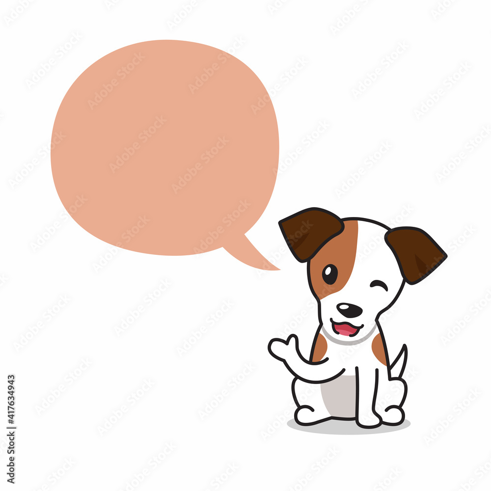Fototapeta premium Cartoon character jack russell terrier dog with speech bubble for design.