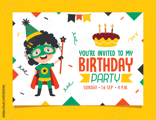 Cute Colorful Birthday Card Template