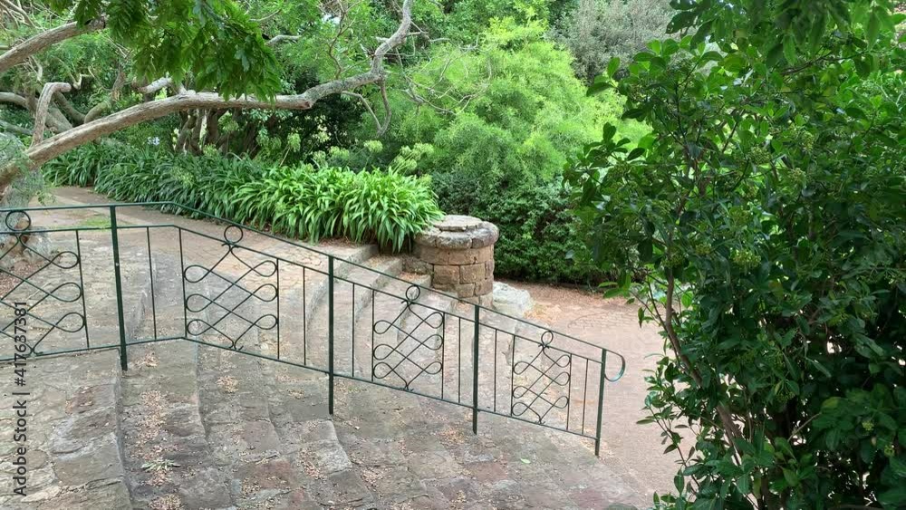 Kirstenbosch National Botanical Gardens path way stone steps and sundial Kirstenbosch National Botanical Gardens path way stone steps and sundial