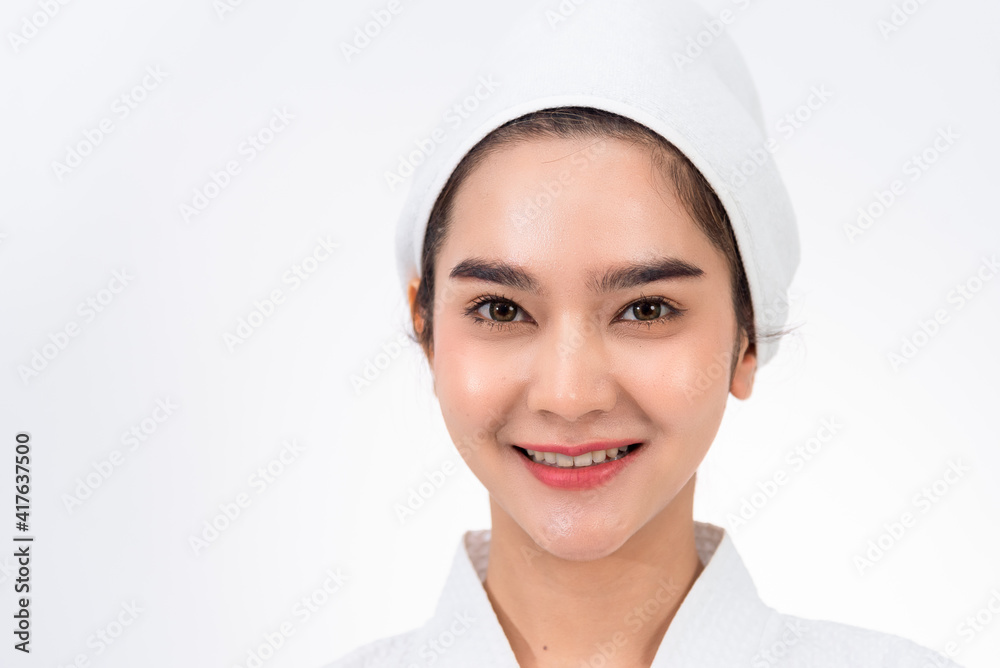 the portrait picture of the beautiful woman with the spa suit. the concept of skincare, beautiful, woman and healthy the portrait picture of the beautiful woman with the spa suit. the concept of skincare, beautiful, woman and healthy