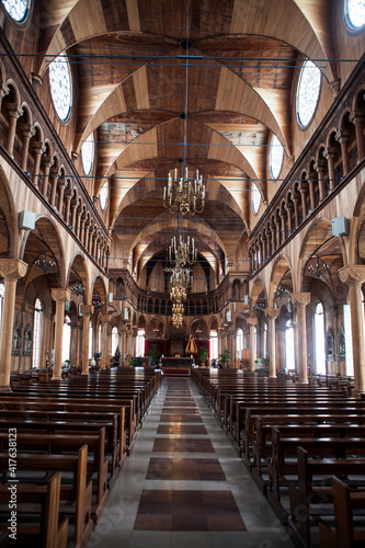 Interior of the Saint Petrus and Paulus cathedral in Paramaribo, Suriname, South America