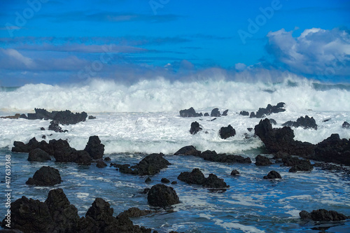 black sand beach, wave, hawaii , maui, big island , island of hawaii, sea, ocean, water, beach, coast, nature, sky, landscape, wave, blue, sunset, rocks, waves, rock, seascape, stone, coastline, sunri