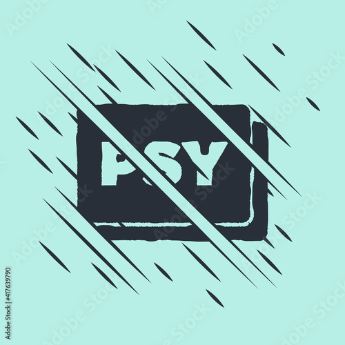 Black Psychology icon isolated on green background. Psi symbol. Mental health concept, psychoanalysis analysis and psychotherapy. Glitch style. Vector.