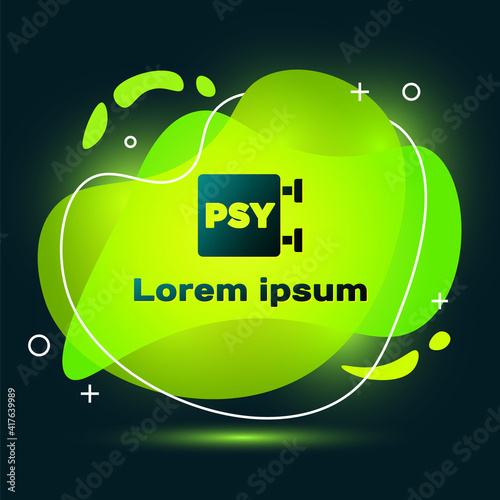Black Psychology icon isolated on black background. Psi symbol. Mental health concept, psychoanalysis analysis and psychotherapy. Abstract banner with liquid shapes. Vector.