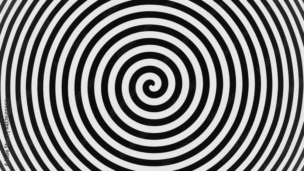 abstract Psychedelic twisting Hypnos Circles black and white background 3D rendering
