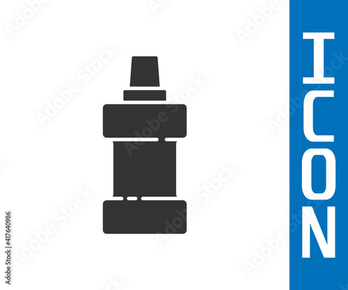 Grey Plastic bottle for laundry detergent, bleach, dishwashing liquid or another cleaning agent icon isolated on white background. Vector.