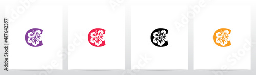 Hibiscus Flower On Letter Logo Design C