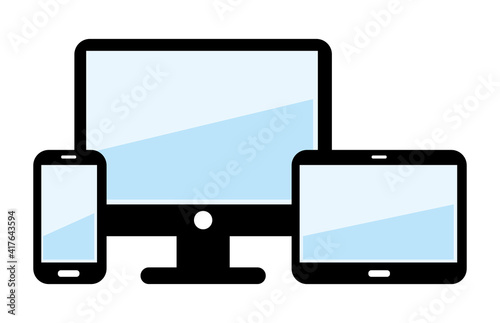 Smartphone, tablet and screen. Vector icons set.