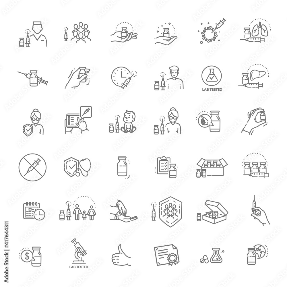 Vaccine and Vaccination Icons Set Vaccine and Vaccination Icons Set