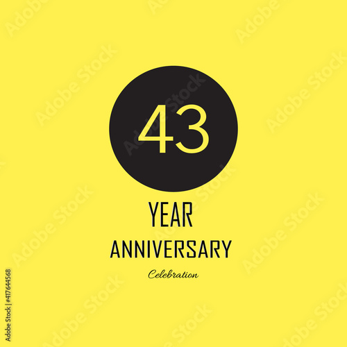 Anniversary celebration on yellow background. Vector festive illustration. Birthday or wedding party event decoration