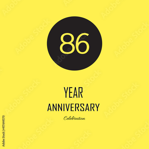 Anniversary celebration on yellow background. Vector festive illustration. Birthday or wedding party event decoration