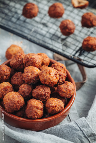 Fried home made italian traditional meatballs