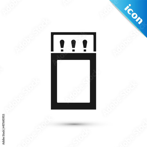 Grey Open matchbox and matches icon isolated on white background. Vector.