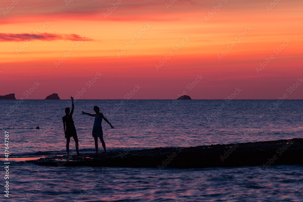 Fototapeta premium Sunset in cala Conta in Ibiza (Spain)