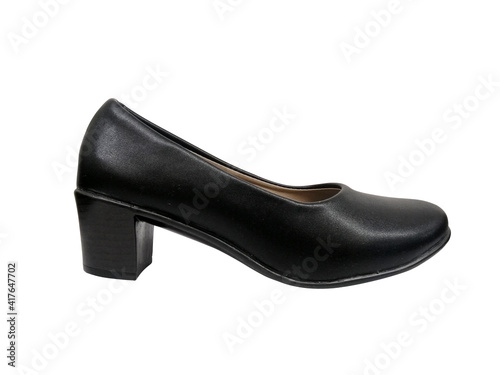 Women's black high heel shoe isolated on white background with clipping path.