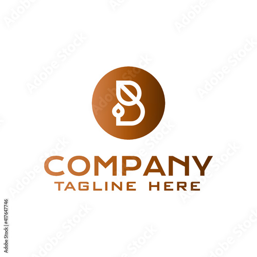 logo for company initial B with oil and water drop icon