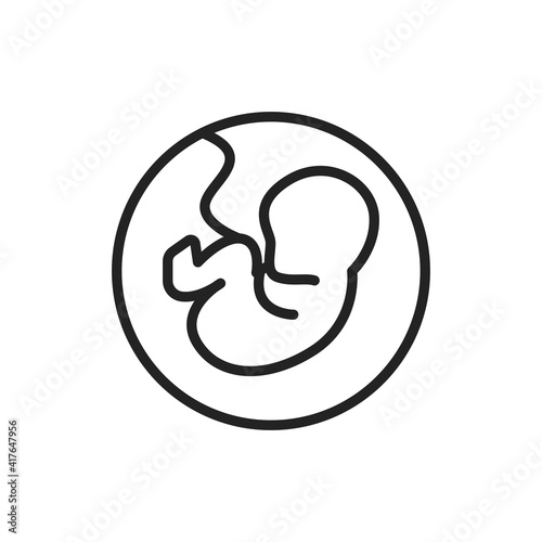 Pregnancy stage embryo in uterus color line icon. Outline pictogram for web page.