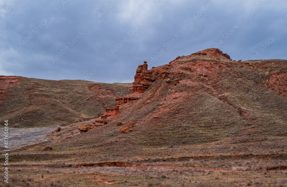Fototapeta premium The Narman Peribacalari Fairy Chimneys in the Narman province of Erzurum,TURKEY. January 2021
