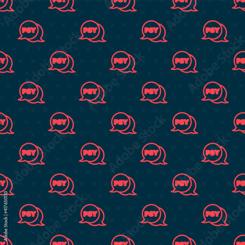 Red line Psychology icon isolated seamless pattern on black background. Psi symbol. Mental health concept, psychoanalysis analysis and psychotherapy. Vector.