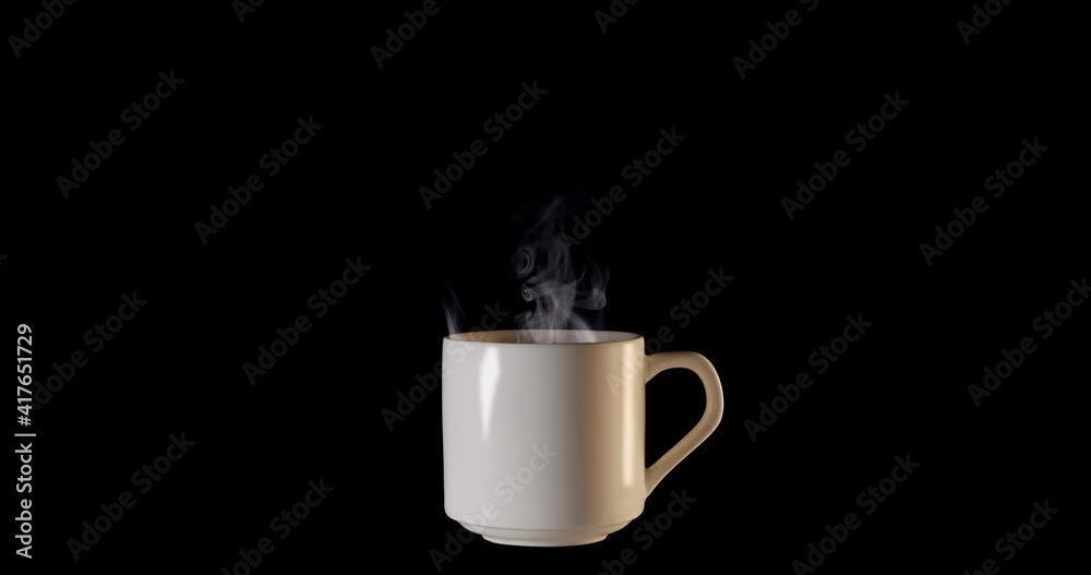 Steam from a cup with boiling water. A trickle of steam rises from a ...