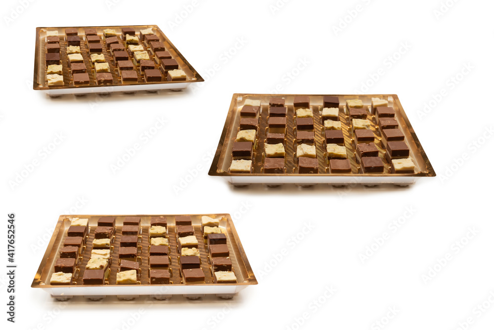 Chocolate candy isolated on white background.