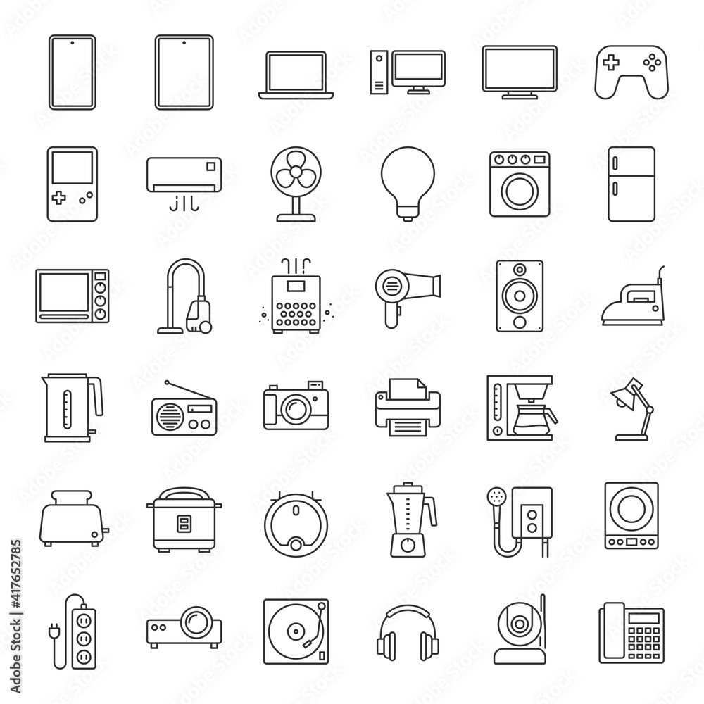 Outline home appliances Icons.