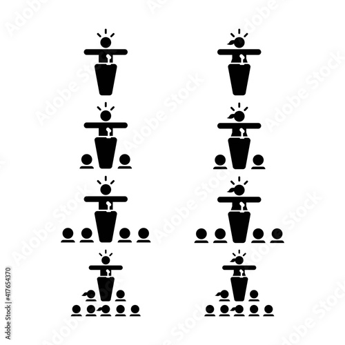 Public speaking icon vector person on podium symbol in a flat color pictogram illustration