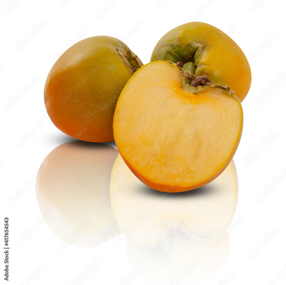 apricots mirror shadows reflections isolated​ on ​white​ background​ with​ clipping path​