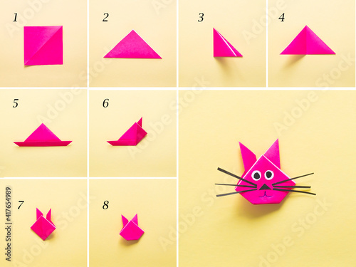 Fotografi Step by step photo instruction How to make Origami paper bunny