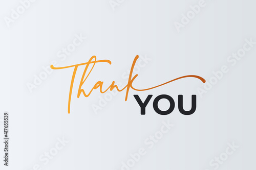 Thank You Card. Gold and Black Text Handwritten Calligraphy Lettering isolated On Gray Background. Flat Vector Illustration Design Template Element for Greeting Cards.