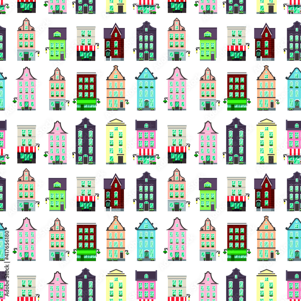 Home seamless pattern for packaging, holiday, background