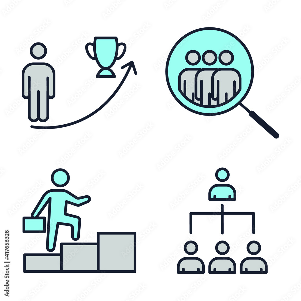 Set of Headhunting icon. Headhunting And Recruiting pack symbol template for graphic and web design collection logo vector illustration Set of Headhunting icon. Headhunting And Recruiting pack symbol template for graphic and web design collection logo vector illustration