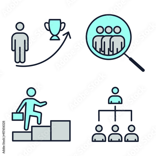 Set of Headhunting icon. Headhunting And Recruiting pack symbol template for graphic and web design collection logo vector illustration