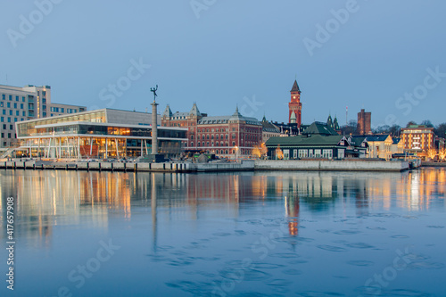 Photography Night view from town hall of Helsingborg, Sweden