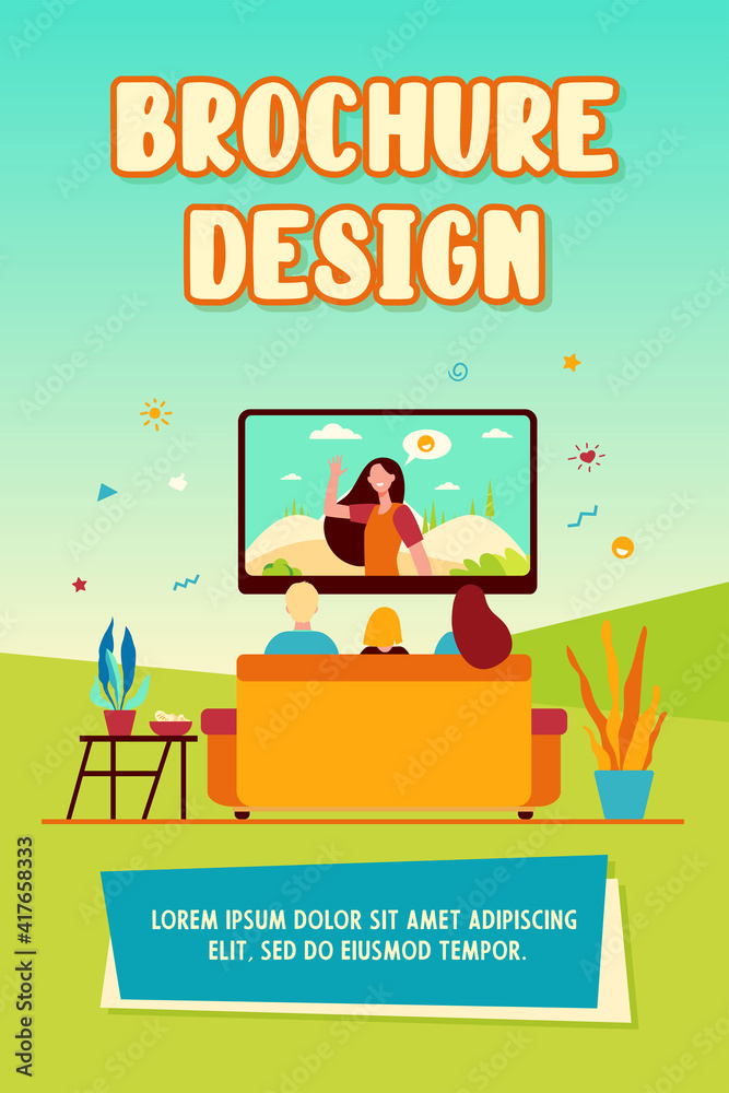 Back view of family sitting on sofa and watching TV isolated flat vector illustration. Cartoon characters on couch in living room. Entertainment and leisure concept Back view of family sitting on sofa and watching TV isolated flat vector illustration. Cartoon characters on couch in living room. Entertainment and leisure concept