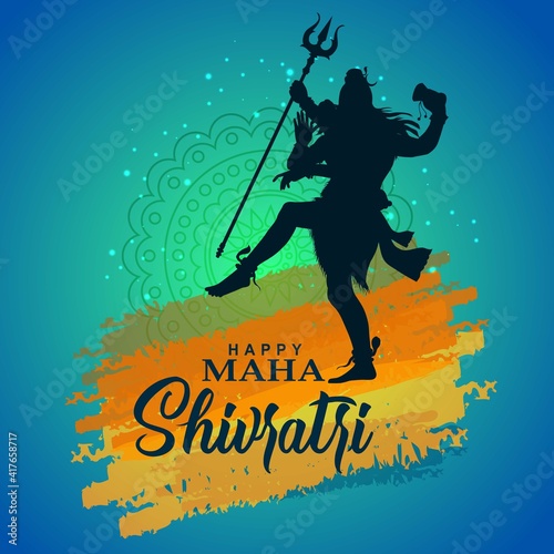 happy maha Shivratri with mahadev, a Hindu festival celebrated of lord shiva night, english calligraphy. vector illustration