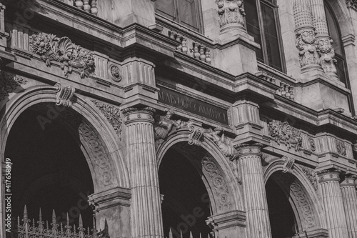 detail of the facade of a building in Lyon
