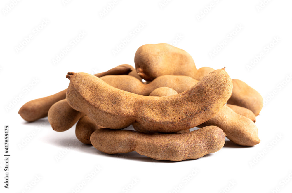 Fototapeta premium Tamarind Beans in Shell on a White Background