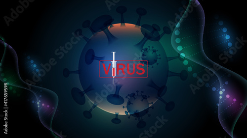 Coronavirus disease 2019 (Covid-19) ,Novel Coronavirus Pneumonia(NCP) ,2019-nCoV, Virus cell on background,vector illustration.
