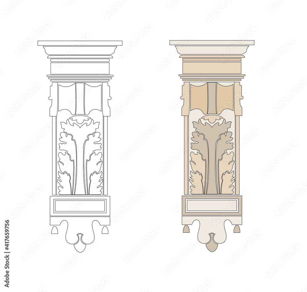 Obraz premium ANCIENT ROMAN AND HISTORICAL CLASSIC DECORATIONS GOTHIC COLUMNS AND FRIEZES IN ANCIENT VENICE STYLE