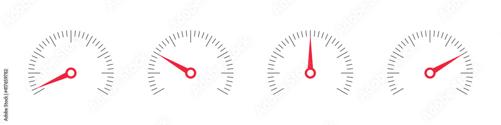 Radial scale icons. Risk Gauge Scale. Speedometer icons. Set of Measuring Scales. Vector illustration Radial scale icons. Risk Gauge Scale. Speedometer icons. Set of Measuring Scales. Vector illustration