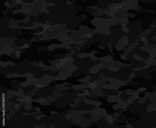 Black vector camouflage, trendy street print. Vector graphics