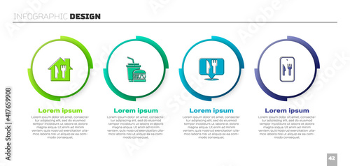 Set Online ordering and delivery, Paper glass burger, Cafe restaurant location and . Business infographic template. Vector.