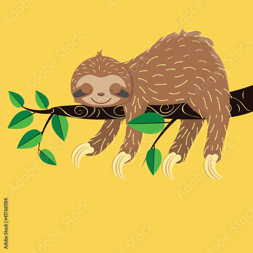 Cute cartoon sloth