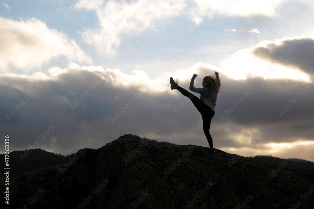 karate martial art practice in mountain outdoors karate martial art practice in mountain outdoors