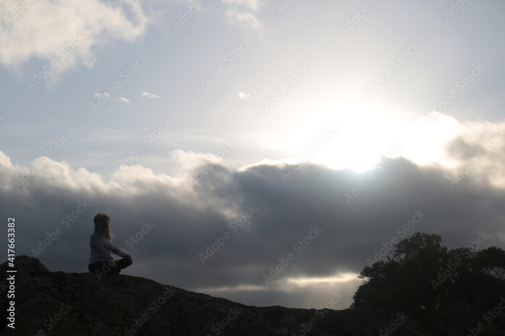 yoga meditation in the mountain